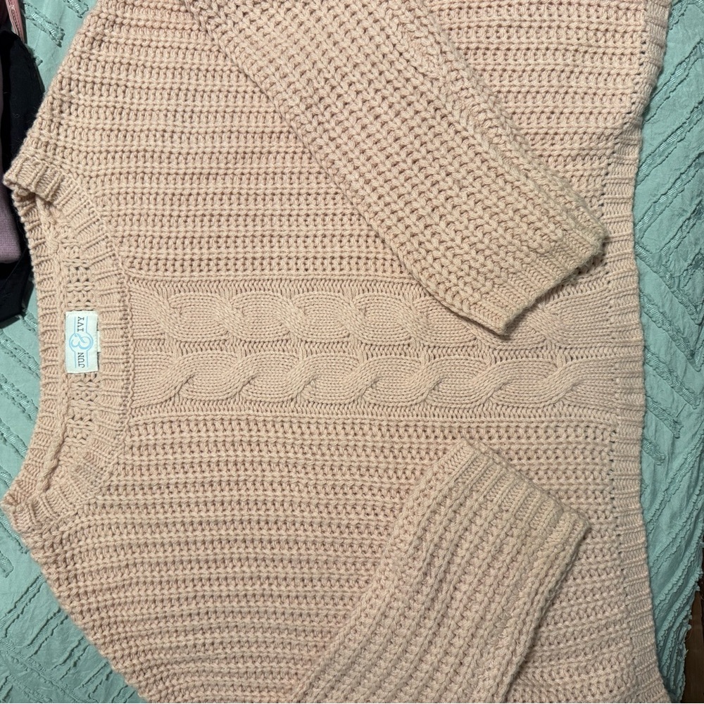 Cozy Cream Crew Neck Sweater with Cable Knit